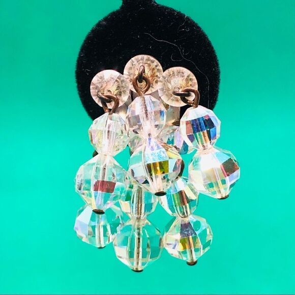 Vintage A/B crystal cluster earrings - Picture 2 of 5